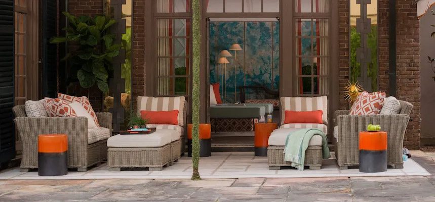 wicker furniture with coordinating cushions
